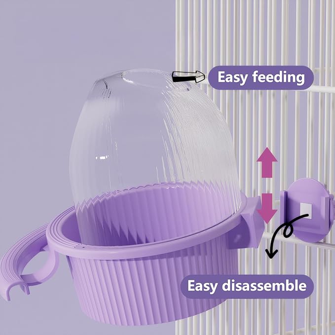 Bird Feeder for Cage – No Mess Feeder & Water Dispenser, Easy to Install and Clean, Semi-Enclosed Design Prevents Splashing