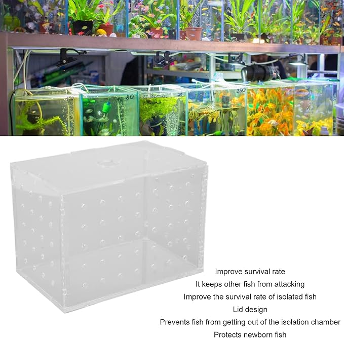 Fish Breeder Box, High Transparency Acrylic Hatchery Incubator Tank, Aquarium Fish Breeding Box with Suction Cups, Isolation Box for Baby Fishes Shrimp Clownfish, Easy to Observe a (11 * 7 * 8CM)