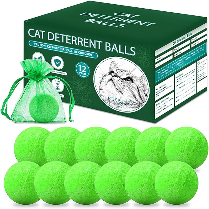 Cat Repellent Outdoor to Keep Cats Away (12Pack) Natural Peppermint Oil Cat Deterrent Outdoor and Indoor (Green)