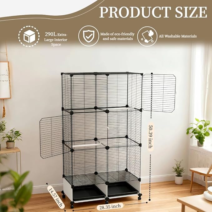 Lightweight Bird Cage with Removable Tray and Adjustable Perch – Portable Small Animal Cage with Single Lockable Door, Easy to Clean & Move for Parrots, Parakeets, Cockatiels, and Finches-L