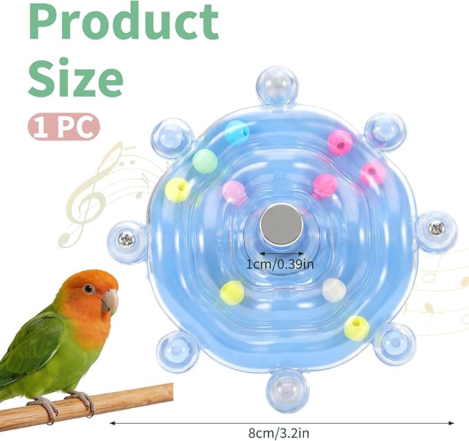 1 Pcs Bird Toys for Parakeets, Parrot Spinner Toy, Colorful Parakeet Toys Wheel, Interactive Spinner Rattle Parrot Toys for Bird Cage, Accessories for Entertainment Chewing Exercise, Blue