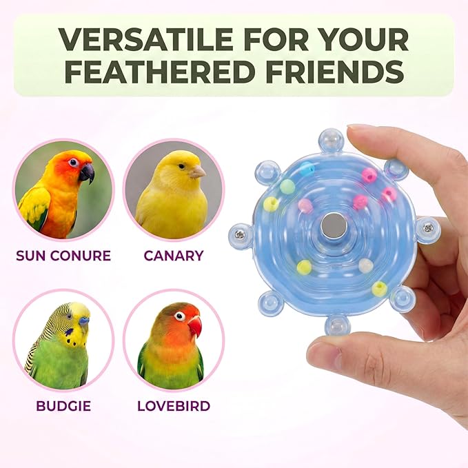 1 Pcs Bird Toys for Parakeets, Parrot Spinner Toy, Colorful Parakeet Toys Wheel, Interactive Spinner Rattle Parrot Toys for Bird Cage, Accessories for Entertainment Chewing Exercise, Blue