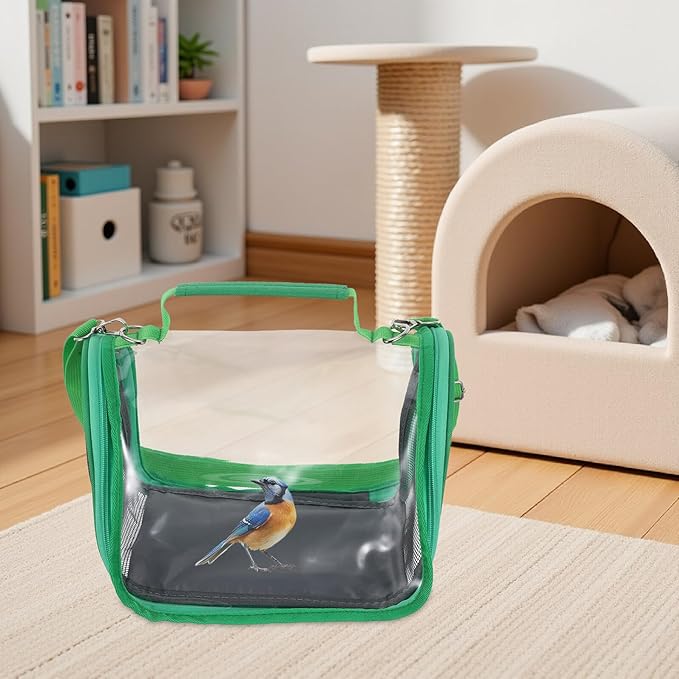 SUPVOX Portable Small Bird Travel Cage Carrier Lightweight Green Mesh Bag for Budgie Parrot Cockatiel Outdoor Picnic and Vacation Pet Transport