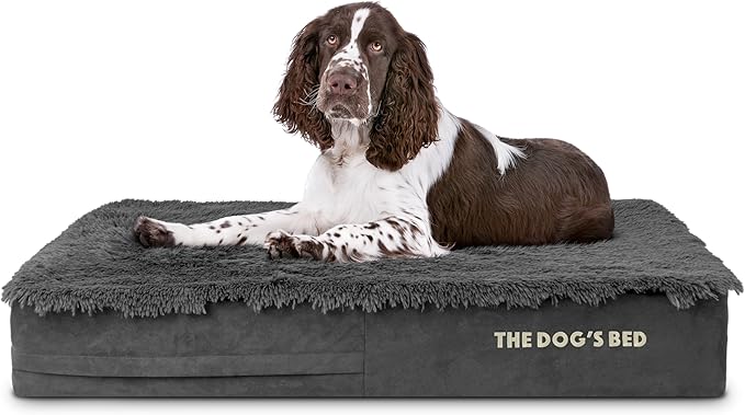 The Dog’s Bed Orthopedic Memory Foam Dog Bed Mattress, Fur Fabric, Grey Fur, Large, 6-Inch