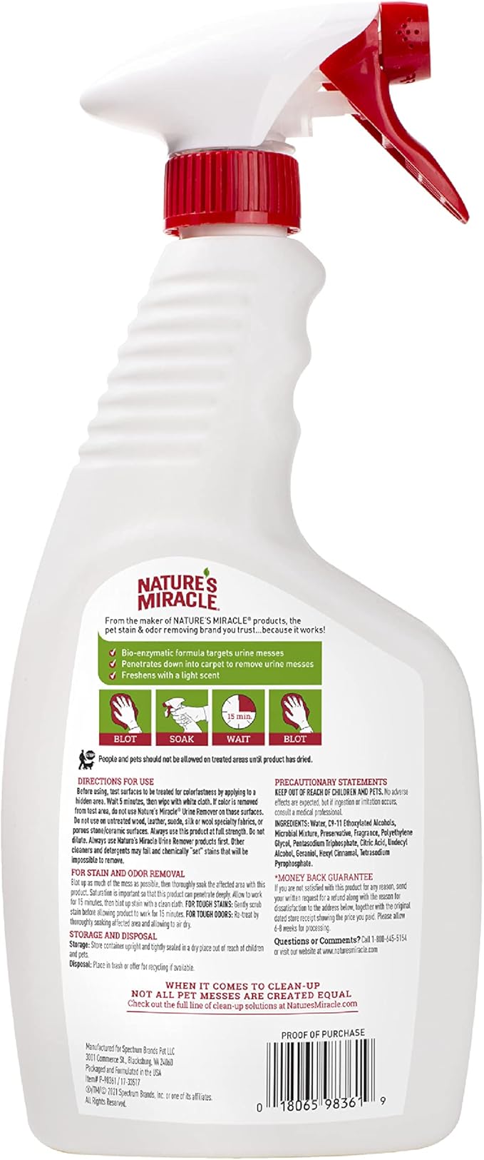 Nature's Miracle Cat Urine Remover, 24 Ounces, Enzymatic Formula