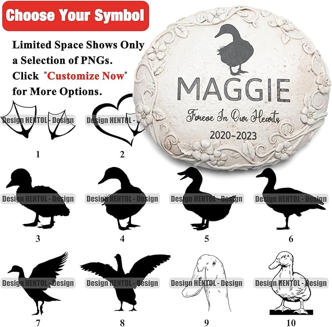 Personalized Duck Memorial Stone - Pet Grave Marker, Duck Headstone, Tombstone, Gravestone, Memorial Gift