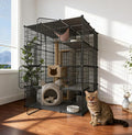 Large 4-Tier Cat Cage Indoor, DIY Cat Enclosures Detachable Metal Wire, Indoor Cat Crate Exercise Place Ideal for Kitty, Small Animals (Black, 41" L x 41" W x 55" H, 7)