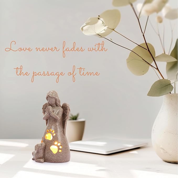 BEARAE Dog Memorial Gifts for Loss of Dogs, Pet Loss Sympathy Gifts, Dog Passing Away Bereavement Gift, Remembrance Grieving Dogs Angel Candle Holder