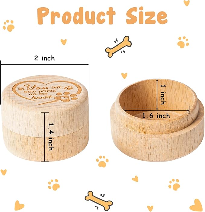CJiangpo Dog Memorial Keepsake Box, Wooden Pet Urns Memorial Gifts for Loss of Dog Cat Hair Ashes Container Remembrance Pet Loss Sympathy Gifts 1Pcs
