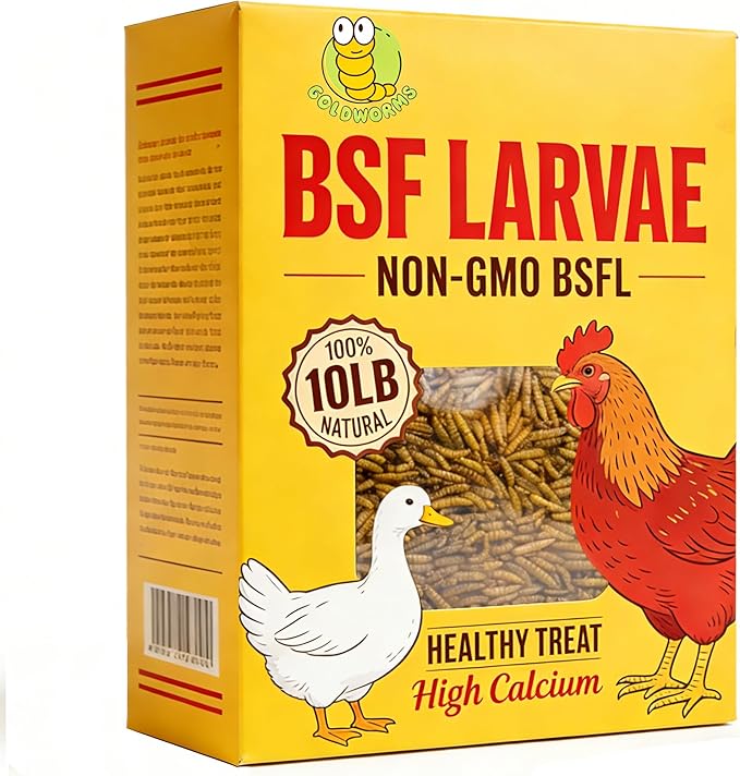 10LB Dried Black Solider Fly Larvae, BSFL is High Protein Chicken Feed with 85x More Calcium Than Dried Mealworms, Poultry Treats, Chickens Love, Birds Love, Hens Love, Ducks Love
