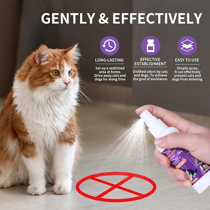 Cat Scratch Deterrent Spray, Cat Repellent Spray Indoor and Outdoor for Cat and Kitten, No Scratch Spray Training Aid for Furniture, Sofas, Rugs, Curtains - Non-Toxic, Alcohol-Free Formula