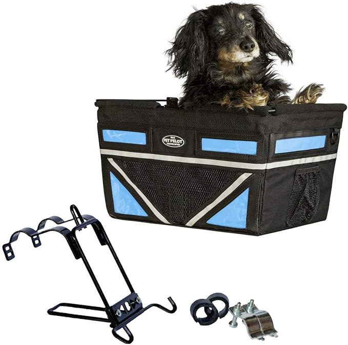 TRAVELIN K9 Pet-Pilot MAX Dog Bicycle Basket Carrier | 8 Color Options for Your Bike (Blue)