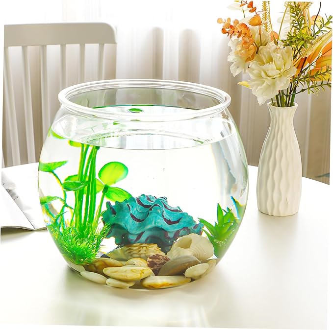 Fish Tank Plastic Fish Bowl Round Fish Bowl Transparent Small Aquarium -Falling for Betta Fish, Goldfish, Candy, Party Favors Bubble Bowl