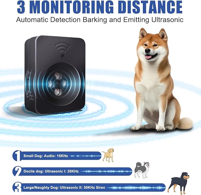 Anti Barking Device for Dogs Long Range 50ft, Ultrasonic Dog Bark Deterrent Device with Stop Dog Barks - Dog Barking Stopper, Bark Box, Barking Control Devices for Dog Training in Outdoor/Indoor