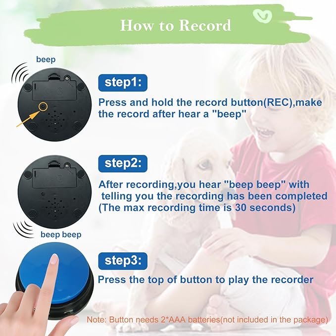 Set of 8 Dog Buttons for Communication, Voice Recordable Buttons for Classroom, Dog Training Talking Buttons Starter Set, Pet Easy Speaking Buttons Tools