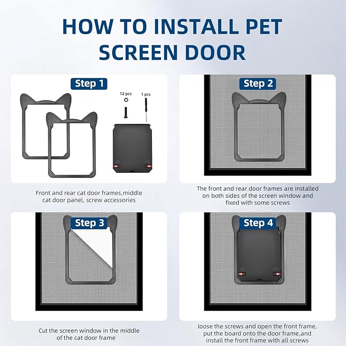 Pet Screen Door for Small Dogs & Cats - Heavy Duty Magnetic Lockable Flap, Inside Door 8.59x6.62inch, Easy Install for Sliding Glass/Patio Doors Screen, Scratch-Resistant & Security Latch (Size M)