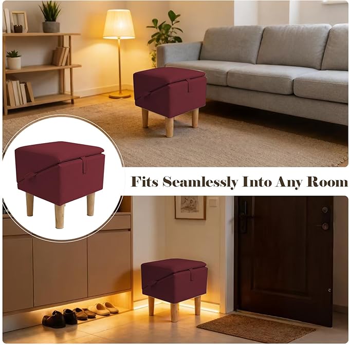 Split Ottoman Dog Ramp for Couch and Low Bed, 2-in-1 Foldable Dog Stairs for Small Dogs and Cats, Wooden Pet Ramp with Non-Slip Surface, Portable Step Stool Design, Claret