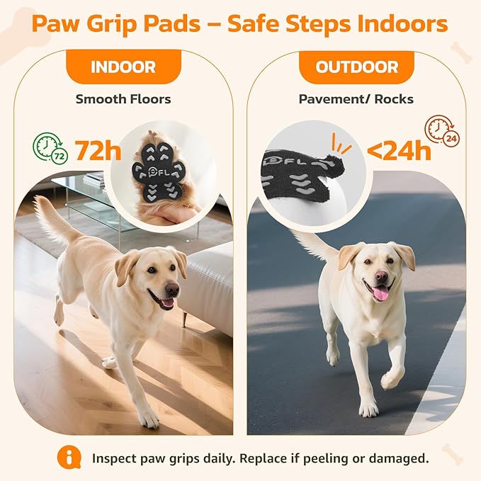 Anti-Slip Dog Paw Protector Pads for Senior Dogs, Dog Paw Blue Stickers with Strong Traction on Hardwood Floor, Dog Essentials,12sets(48pcs) S(4-10lbs)