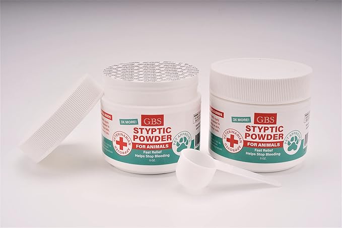 G.B.S 5 oz Quick Stop Styptic Powder for Animals Dogs with Sealed Top + Scoop, Cats & Birds Cutting Nails - Stop Bleeding Styptic Clotting Blood Powder & Dog & Cat Pets Nail Trimmers and Clippers