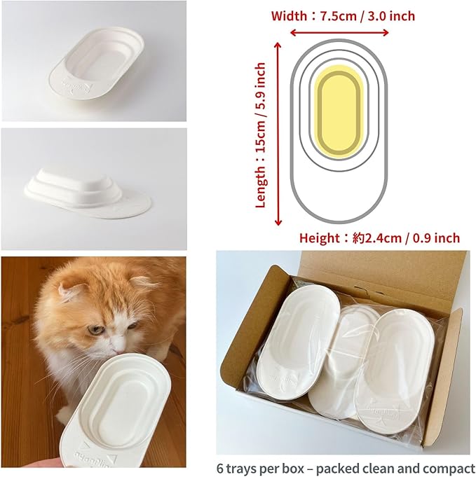 Pet Urine Collection - Cat Urine Sample Tray (6-Pack) Disposable Paper Clean Catch for Cats & Small Dogs - Midstream Slide-Under - No Special Litter Required - Made in Japan