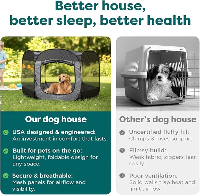 FurHaven Portable Pet Playpen for Dogs & Cats, Foldable Indoor Kitten Playpen with Mesh Sides, Pop Up Travel Dog Pen, Large, Gray