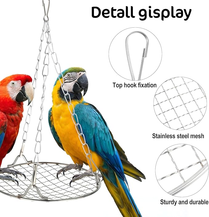 Bird Swing Stainless Steel Bird Swing for Cage Hanging Parakeet Swings Birds Cage Accessories to Balance Training Budgies Parrotlets Rat Sugar Gliders Small Animals