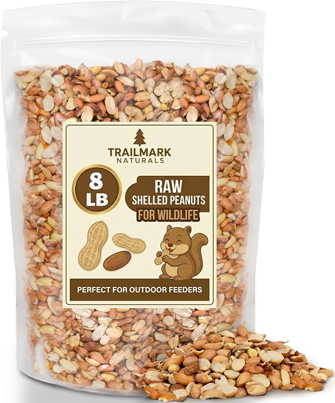 8 LB - Raw Shelled Peanuts For Squirrels, Out of Shell Peanuts For Birds and Wildlife- Squirrel Food, Wild Bird Seed - Grown in The USA