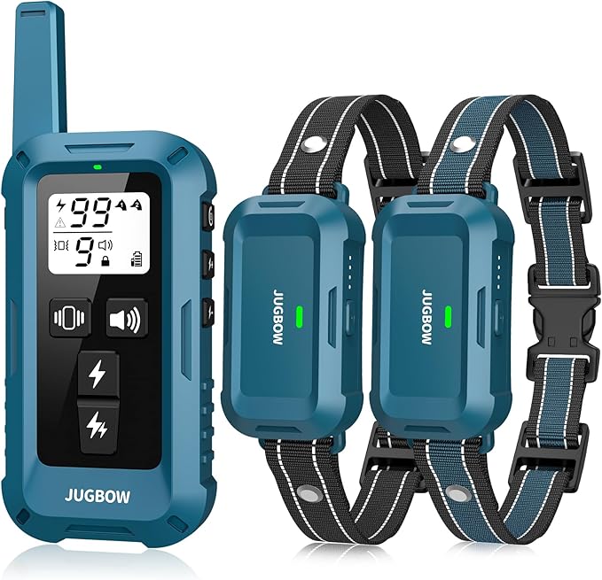Jugbow Dog Shock Collar - 4200FT Dog Training Collar with Remote, IPX7 Waterproof Electric Collar with 4 Training Modes, Security Lock, Rechargeable e-Collar for Dogs 10-120lbs(2 Pack)