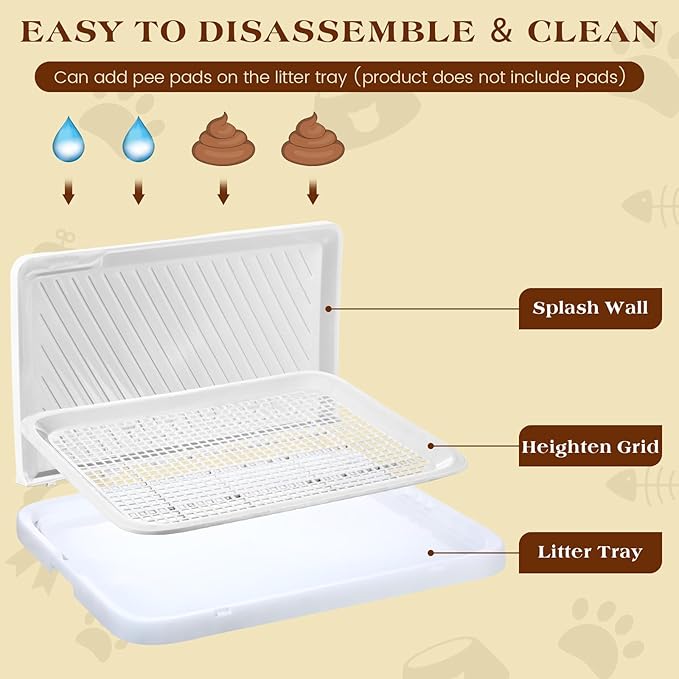 Paterr 2 Pcs Dog Potty Toilet with Removable Splash Wall Pet Indoor Dog Mesh Training Toilet Portable Training Pee Pads Holder Litter Box with Pee Wall for Puppy, Pet(25.6 x 19.3 x 13)