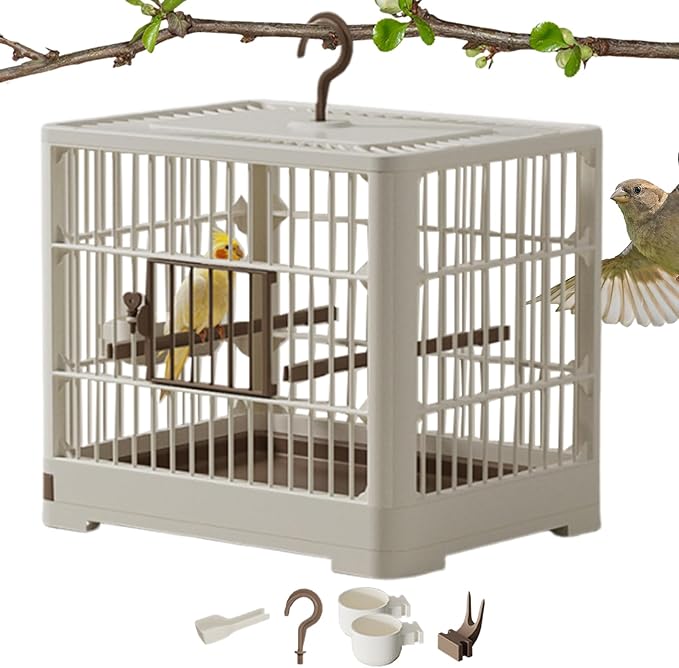 Small Bird Travel Cage - Long Lasting Bird Container, Soft-Sided Carrier | 11.81x9.06x10.24 Inches Lightweight Perch Included, Easy Handle Grip for Parakeets, Finches, Birds, Vet Visits, Air Travel