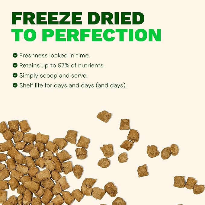 Get Joy Freeze Dried Raw Beef Meal, High Protein Grain Free, Dry Dog Food Meal Mixer and Topper, with Probiotics for Gut Health, Made with 100% USDA Organ Meat, for All Breeds and Ages, 32oz Bag