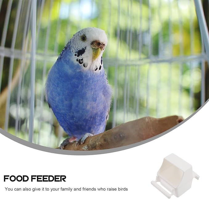 Gadpiparty Parrot Water Bowl and Hanging Bird Food Feeder Set 2Pcs White Plastic Cage Accessory with Spring Door Practical Bird Feeding and Watering Supplies for