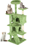FDW | 54" Cat Tree Tower | Green | Multi-Level Indoor Activity Center with Sisal Scratching Posts, Condos, Plush Perches, Hanging Cat Toys | Sturdy, Easy to Assemble | for Kittens & Adult Cats