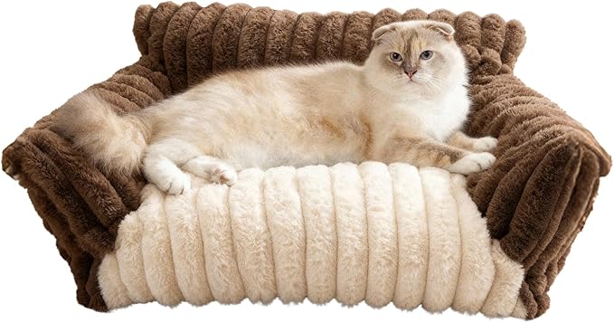 Cat Bed Washable Pet Chair - Large Fluffy Supportive Cat Sofa for Indoor-Medium Dog Bed with Removable Cover
