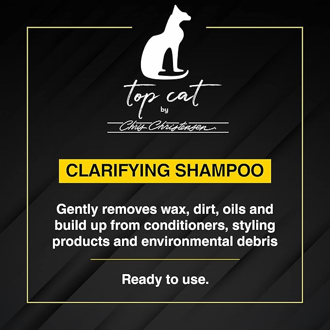 Chris Christensen Top Cat Clarifying Shampoo for Cats, Groom Like a Professional, Gently Removes Dirt & Oils, Great for All Coat Types, Made in USA, 16 oz
