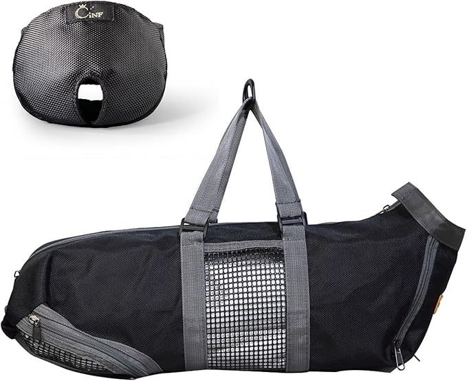 Cinf Cat Nail Clipping Cleaning Grooming Restraint Bag (Free Muzzle) Set No Scratching Biting for Bathing Nail Trimming Injecting Examining(Black,L)