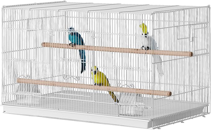 Happybuy 30-inch Stackable Flight Bird Cage for Small Parrots Like Canaries, Cockatiels, Lovebirds, Finches, Budgies, Conures and Macaws. Portable Pet Birdcage with Handle and Perches