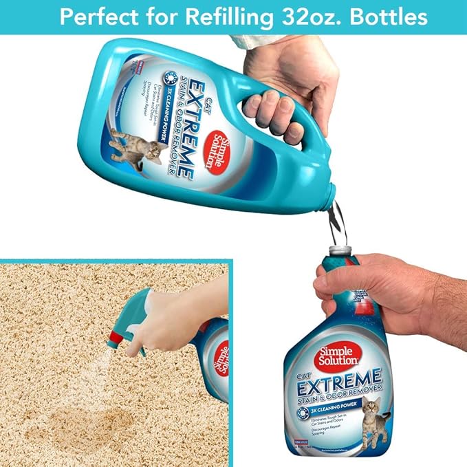 Simple Solution Cat Stain and Odor Remover | Pro-Bacteria and Enzyme Formula | Eliminate Tough Cat Stains and Odors | 1 Gallon