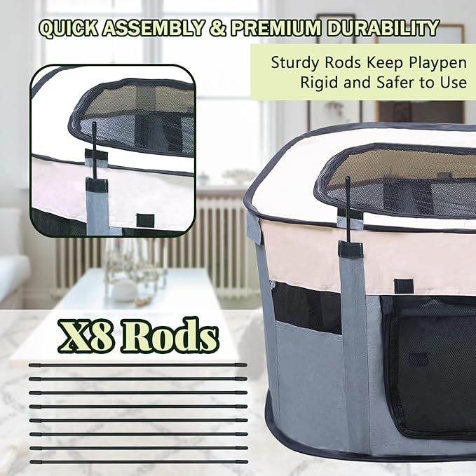 Dog Playpen Portable Cat Dog Playpen for Indoor & Outdoor Foldable Kennel Tent Crate,Water-Resistant Breathable Shade Cover, Dog Crate for Small Animals with Carrying Case