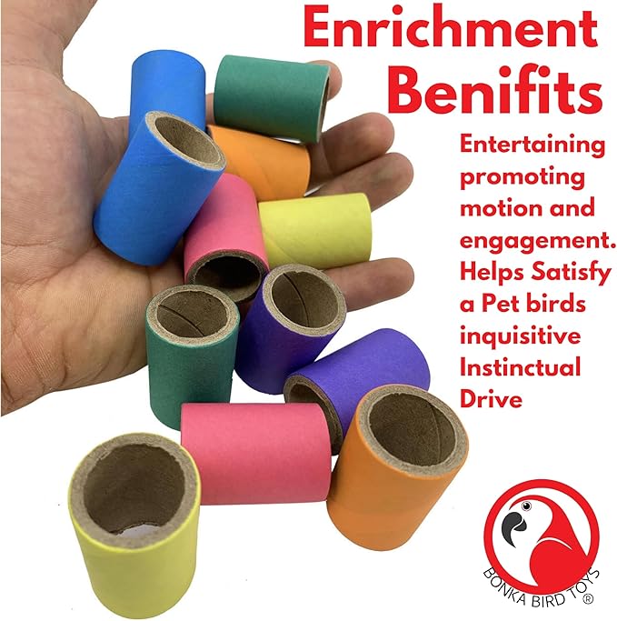 Bonka Bird Toys 2108 Pk12 1-Inch Tube Bagels Foot Talon Craft Part Parrot Cage Toy, Parakeet, Conure, Parrotlet, and Similar Breed Sizes