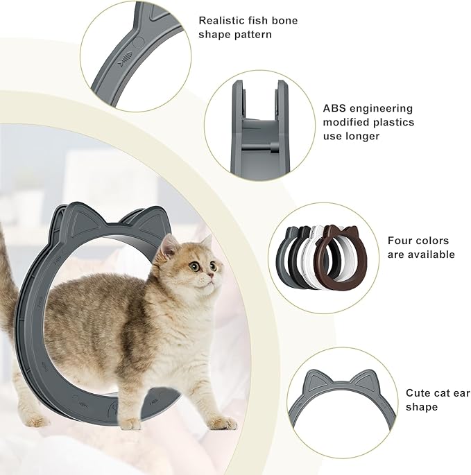 Large Cat Door Interior Door, No-Flap Cat Door for Interior Door, Pet Door for Cats, Easy DIY Setup, No Training, Up to 22 LBS, Easy to Install(Smoky Gray)
