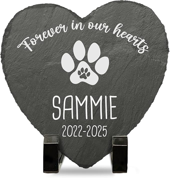 DOPTIKA Forever in Our Hearts Personalized Cat Memorial Stones, Cat Memorial Gifts for Loss of Cat, Pet Memorial Gifts, Pet Loss Gifts, Pet Memorial Stones, Cat Memorial Gifts, Cat Lover Gifts