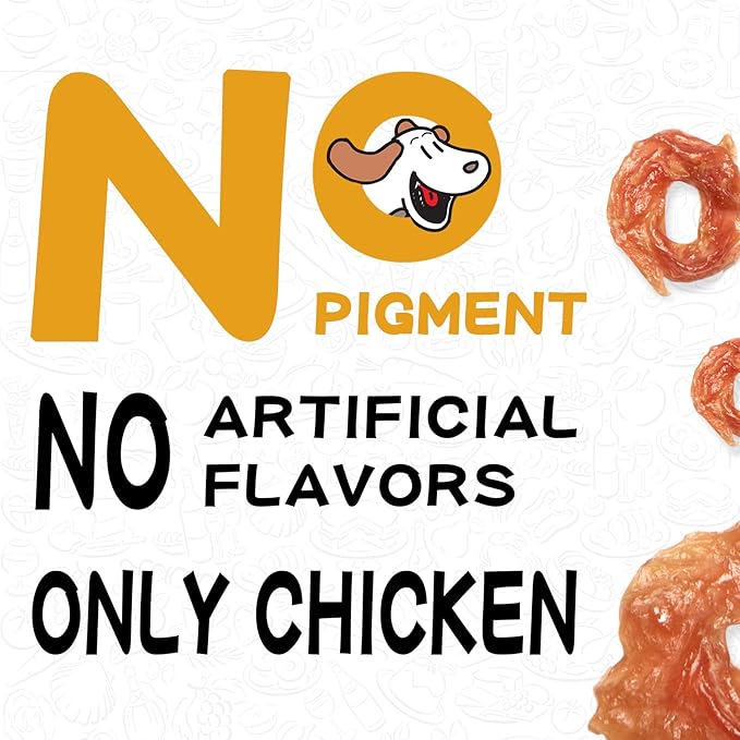 PAWUP Chicken Rings Dog Treats, Soft Chicken Jerky, Easy to Eat, High Protein Low Fat Daily Treats for Small Medium Large Dogs, 12.5 oz