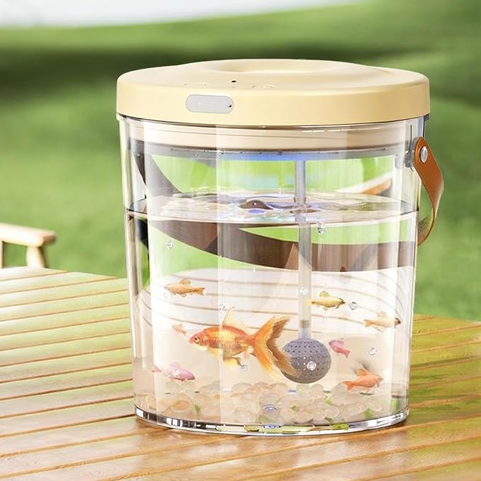 Portable Fish Tank, Lighted Quiet Oxygen Circulation Bowl, 2000mAh Mini Aquarium, Clear Acrylic Aquarium with Filter Pump, Compact Fish Bowl for Reptile Bait Fishing Kids Indoor Outdoor Sensory Play