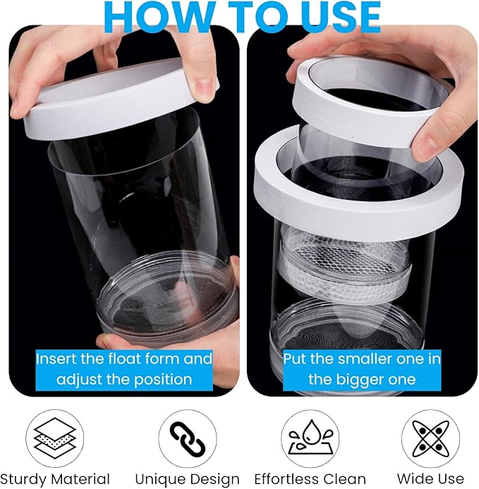 2 Pieces Breeder Box for Fish Tank, Floating Plastic Aquarium Isolation Box, Mesh Fish Nursery Separator Tank Hatchery Incubator for Shrimp, Betta, Clownfish, Guppy, Large 2-Piece Set