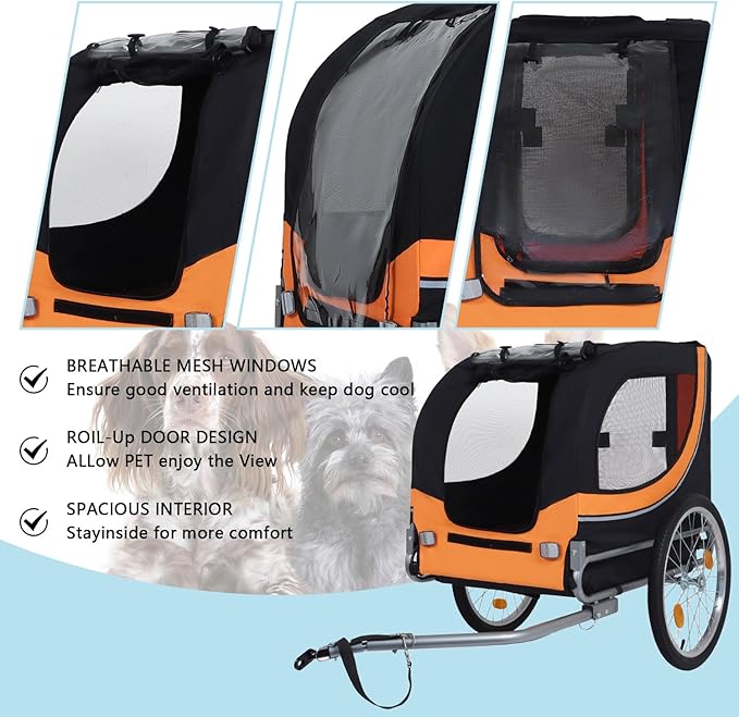 Large Dog Trailer for Bike, Folding Bike Trailer for Dogs with 18.9" Wheels, 120LB Capacity All-Terrain Pet Carrier, Universal Bicycle Coupler
