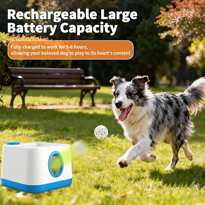 Automatic Dog Ball Launcher, Upgrade 2 in 1 Interactive 3 Adjustable Distances Dog Ball Thrower for Small Medium Large Dogs, Rechargeable Brain Training Paw-Activated Balls Launcher with 4 Balls