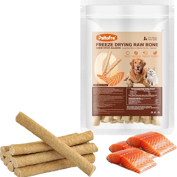 Freezed Dried Cat Teething Sticks, Cat Chew Stick for Dental Care, 1.77 oz Salmon and Chicken Flavour Cats Treats, Feline Freshens Breath Snacks
