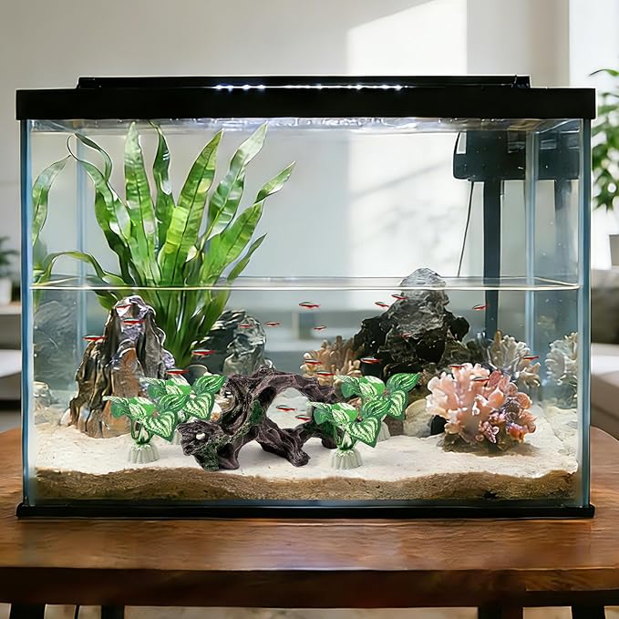 5pcs Driftwood Cave Aquarium Decor, Fish Tank Decorations Silk Aquarium Plants for Betta Fish Tank acccessories (Driftwood)