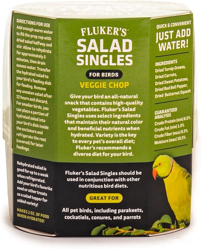 Fluker's Salad Singles All Natural Veggie Mix, Just Add Water, Great for Parakeets, Cockatiels, Conures, and Parrots, and Other Birds, 3-Pack